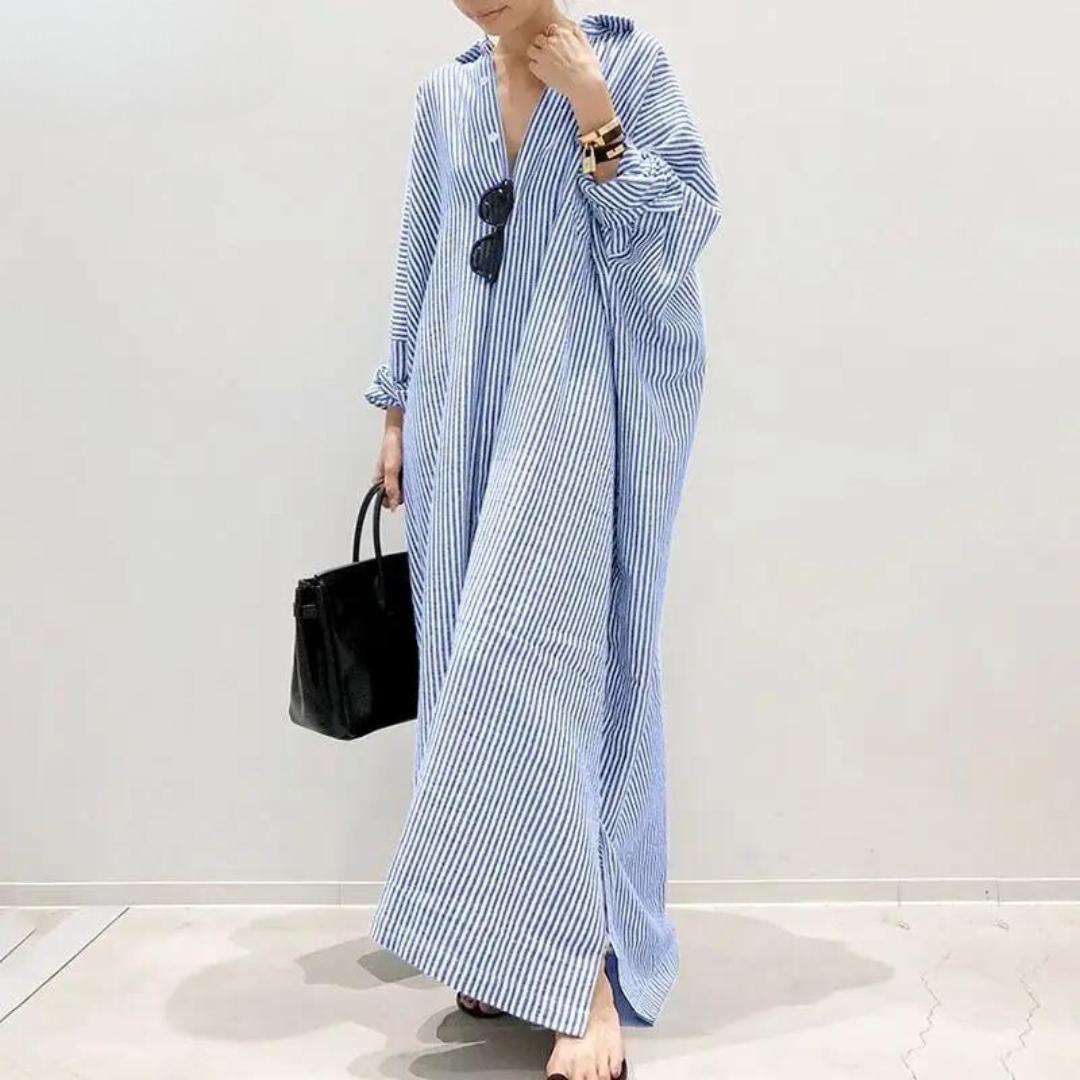 Amber | Oversized Shirt Dress met Elegante Strepen