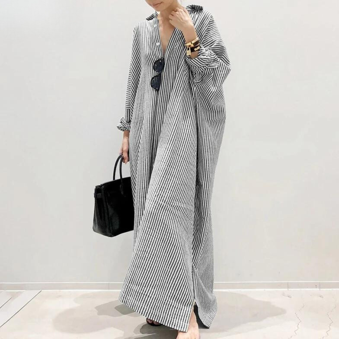 Amber | Oversized Shirt Dress met Elegante Strepen