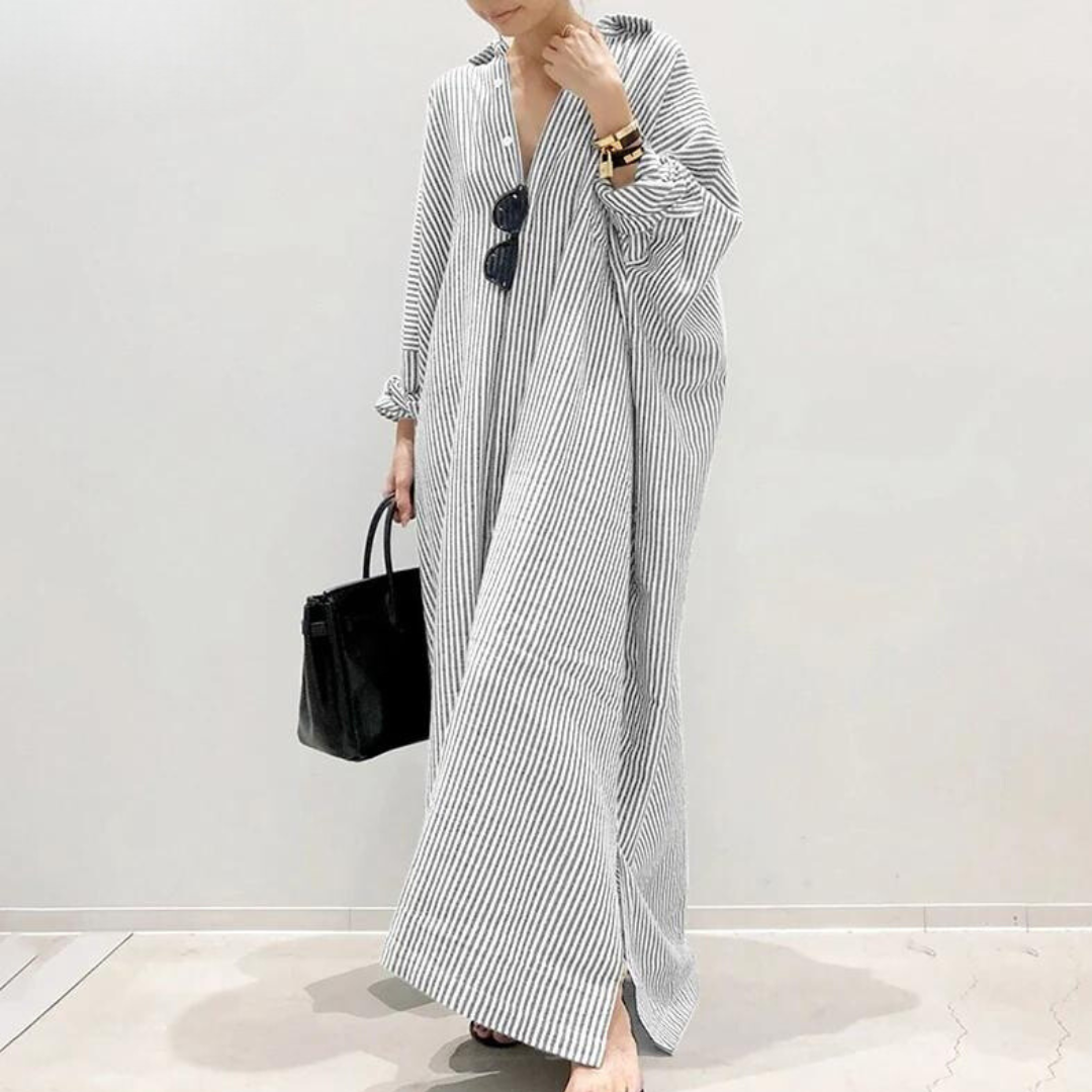 Amber | Oversized Shirt Dress met Elegante Strepen