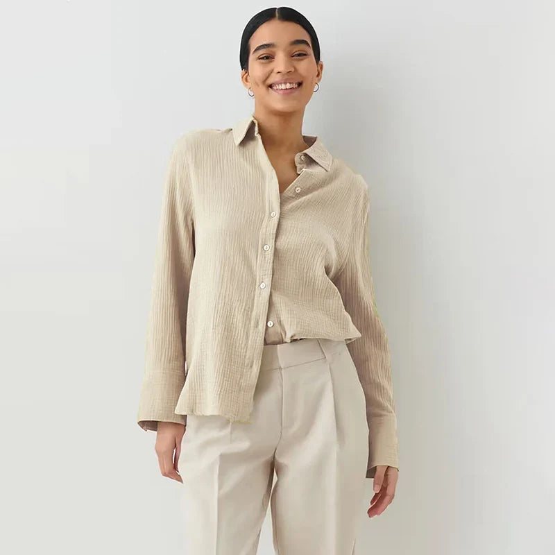 Violette | Minimalistische basic blouse met lange mouwen