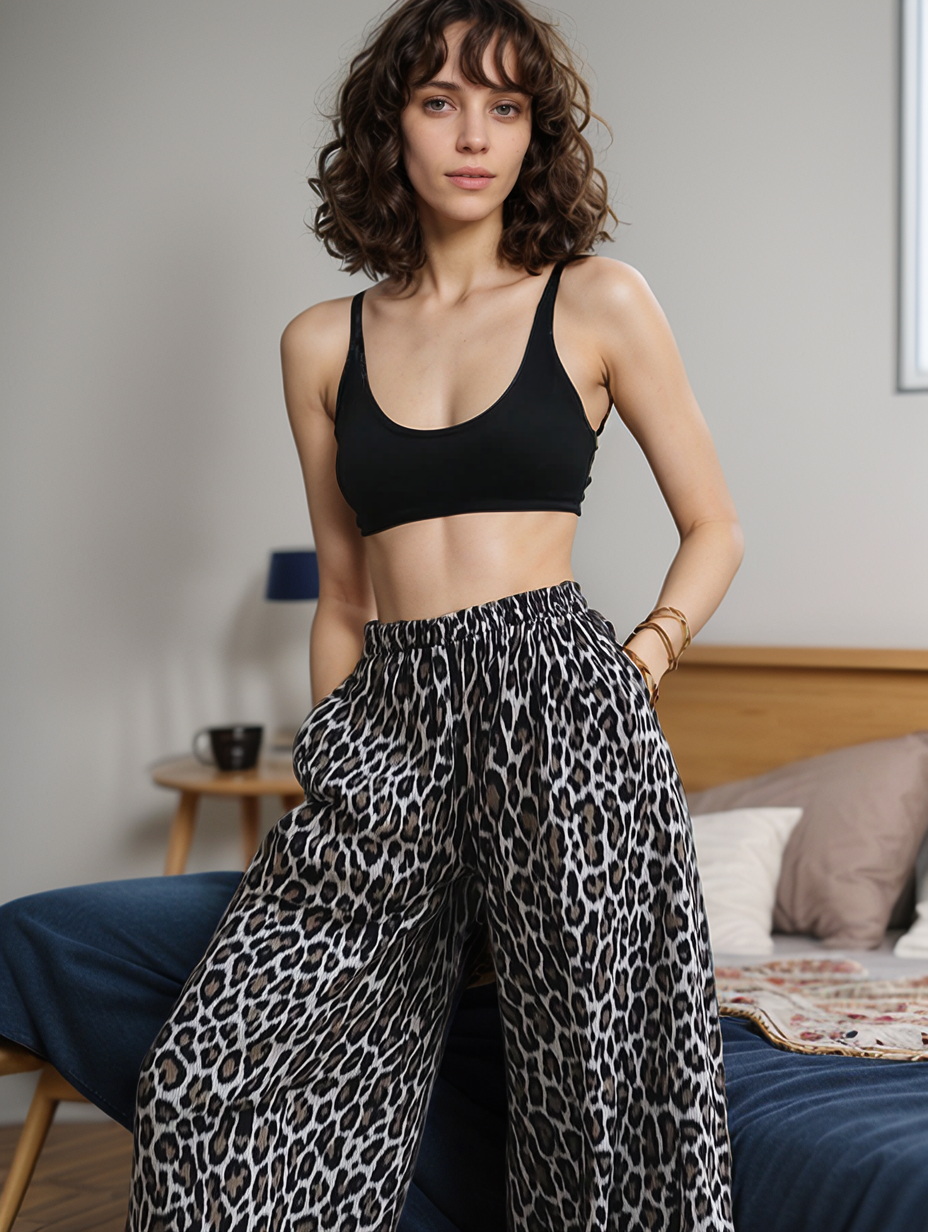 Selena | Retro-geïnspireerde broek met luipaardprint